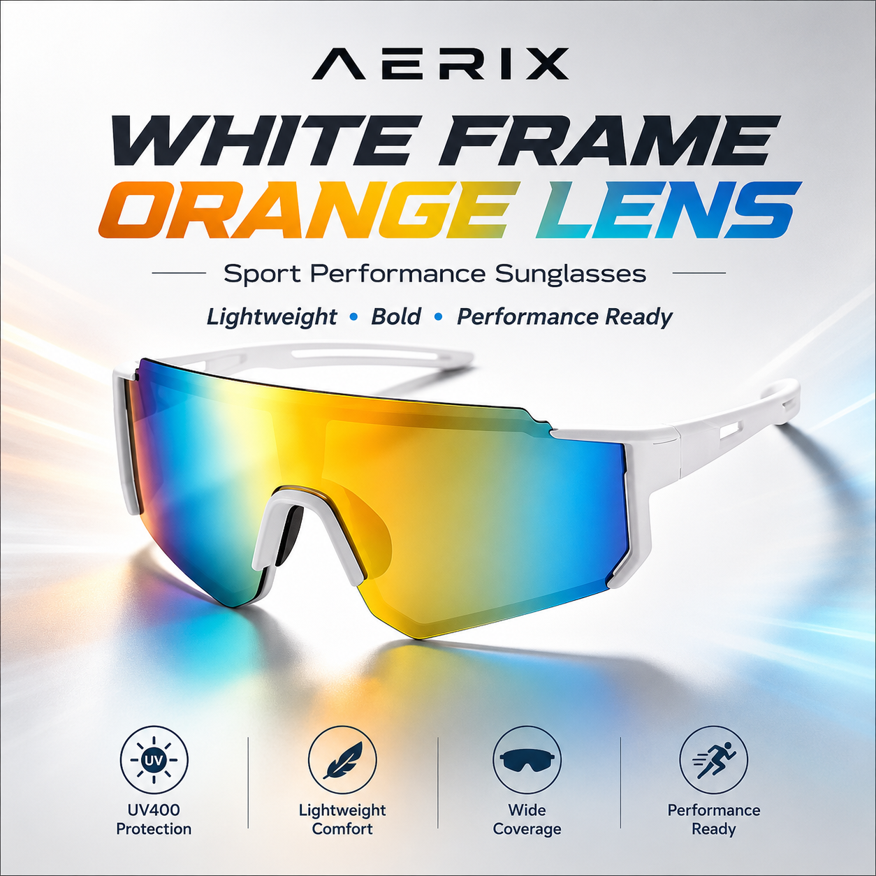 White frame orange lens
